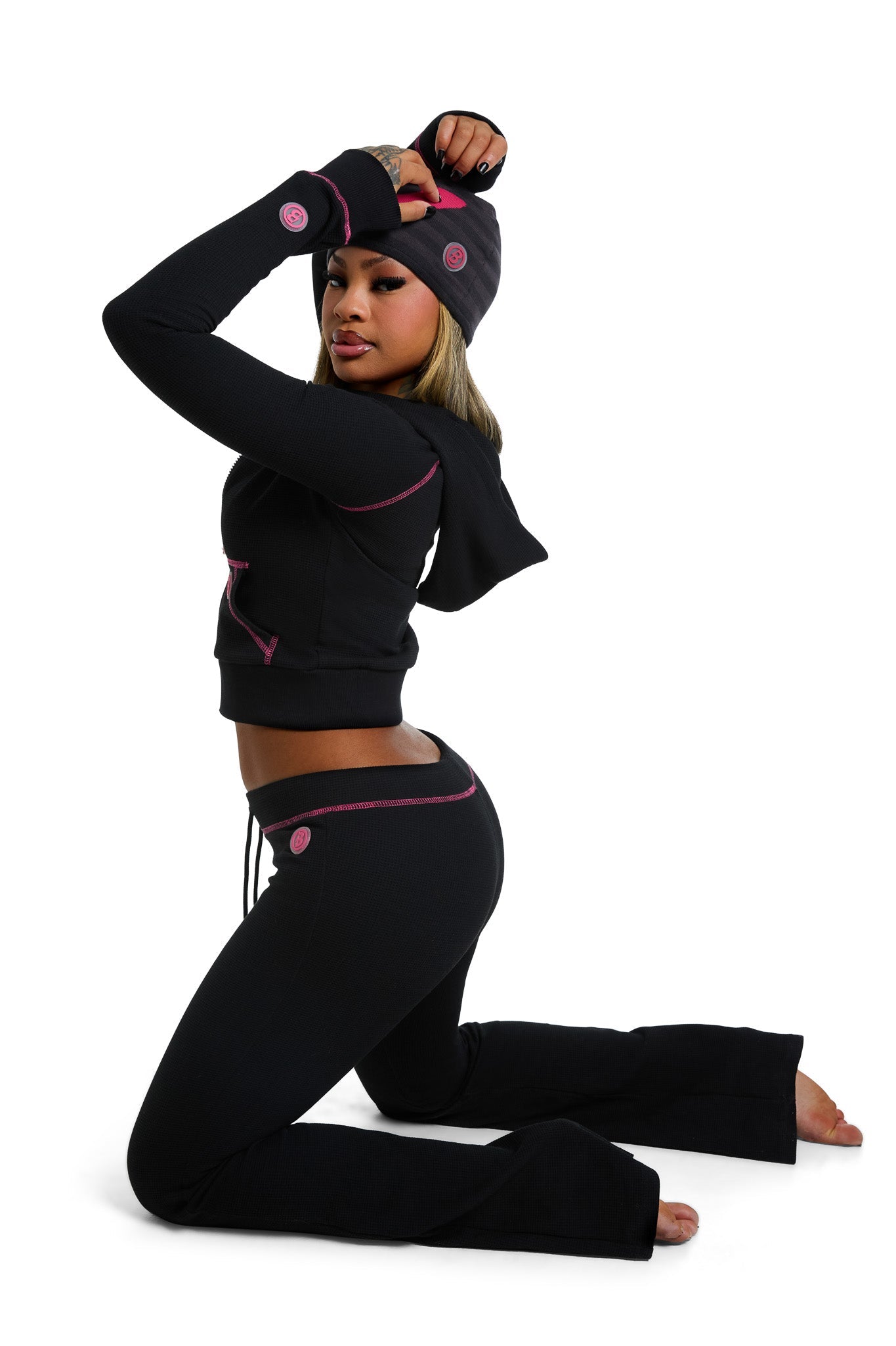 Waffle Knit Boot Cut Pants