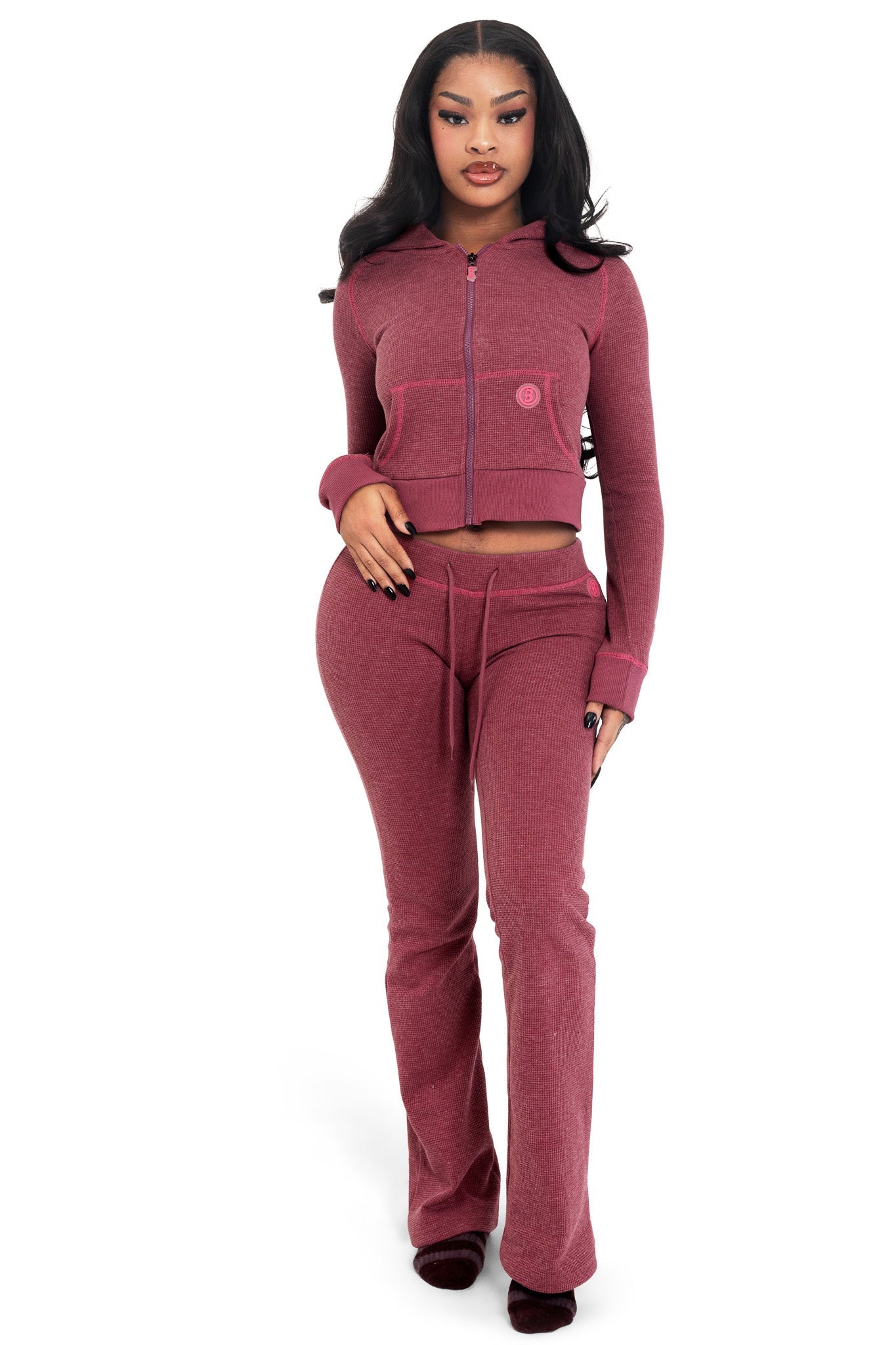 Waffle Knit Boot Cut Pants