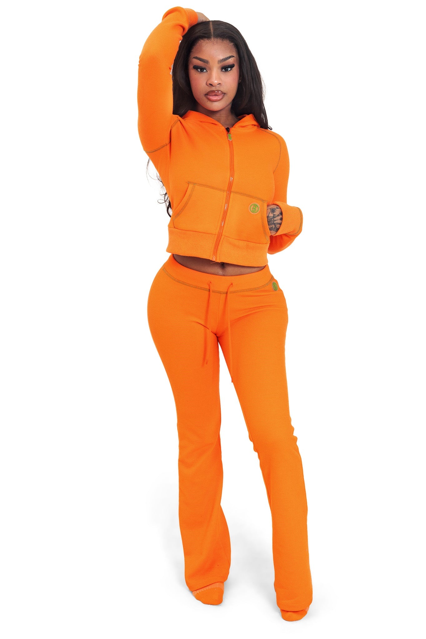 Waffle Knit Boot Cut Pants